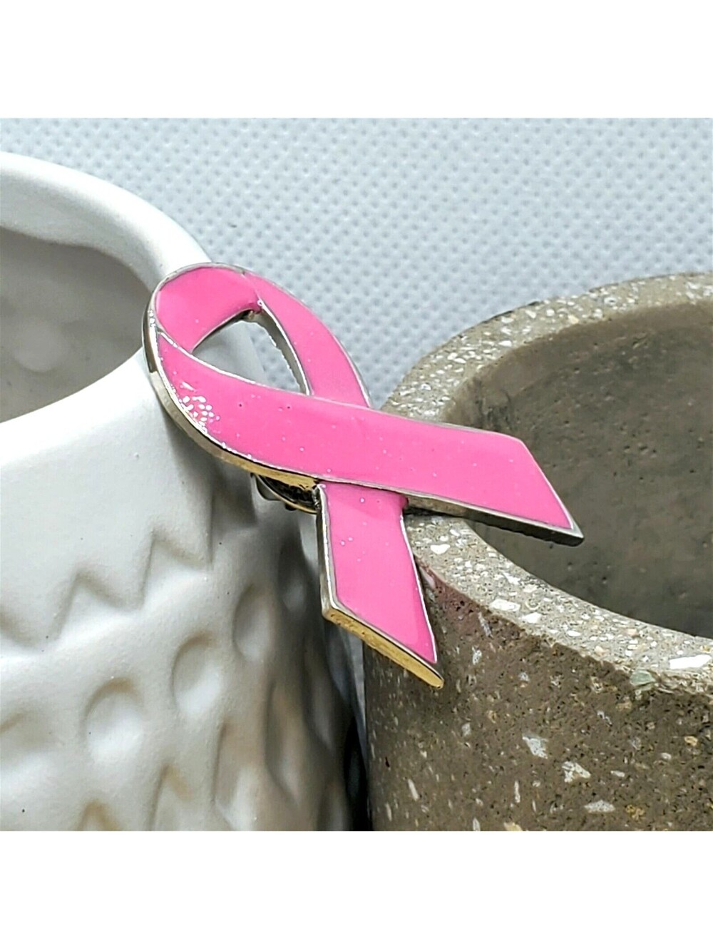 Breast Cancer Awareness Pink Ribbon Large Enamel Lapel Pin Brooch